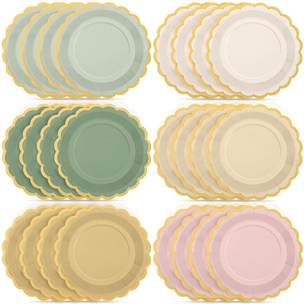 48 Pcs Fall Paper Plates 9 Inch Scalloped Paper Plates