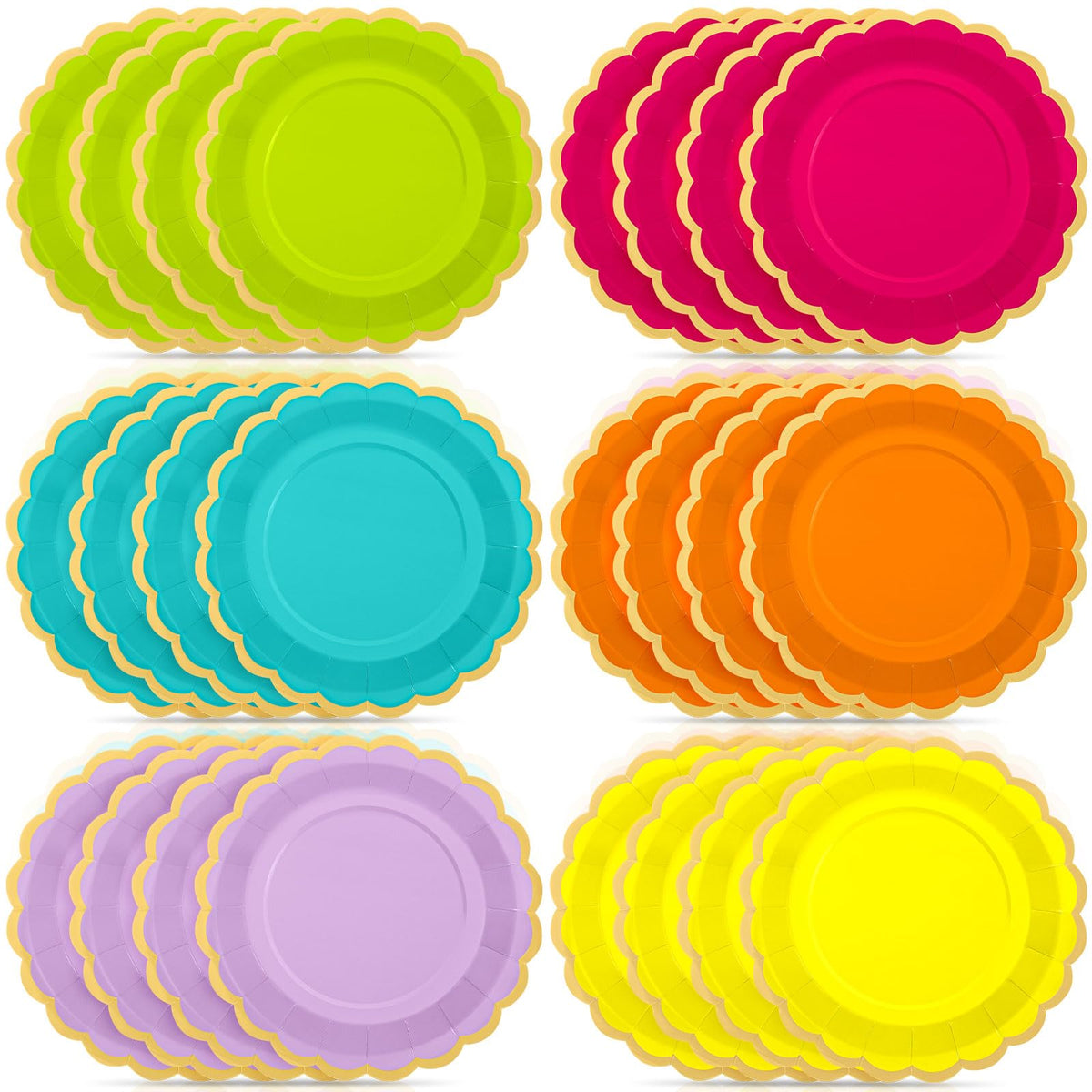 48 Pcs Fall Paper Plates 9 Inch Scalloped Paper Plates