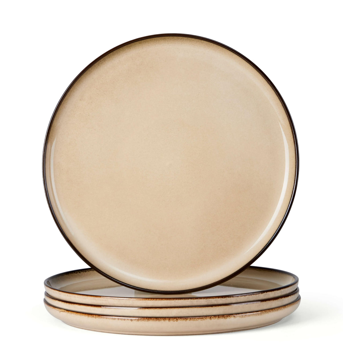 Herogo 4-Piece 10.43" Ceramic Stoneware Dinner Plates Set, Matte Black