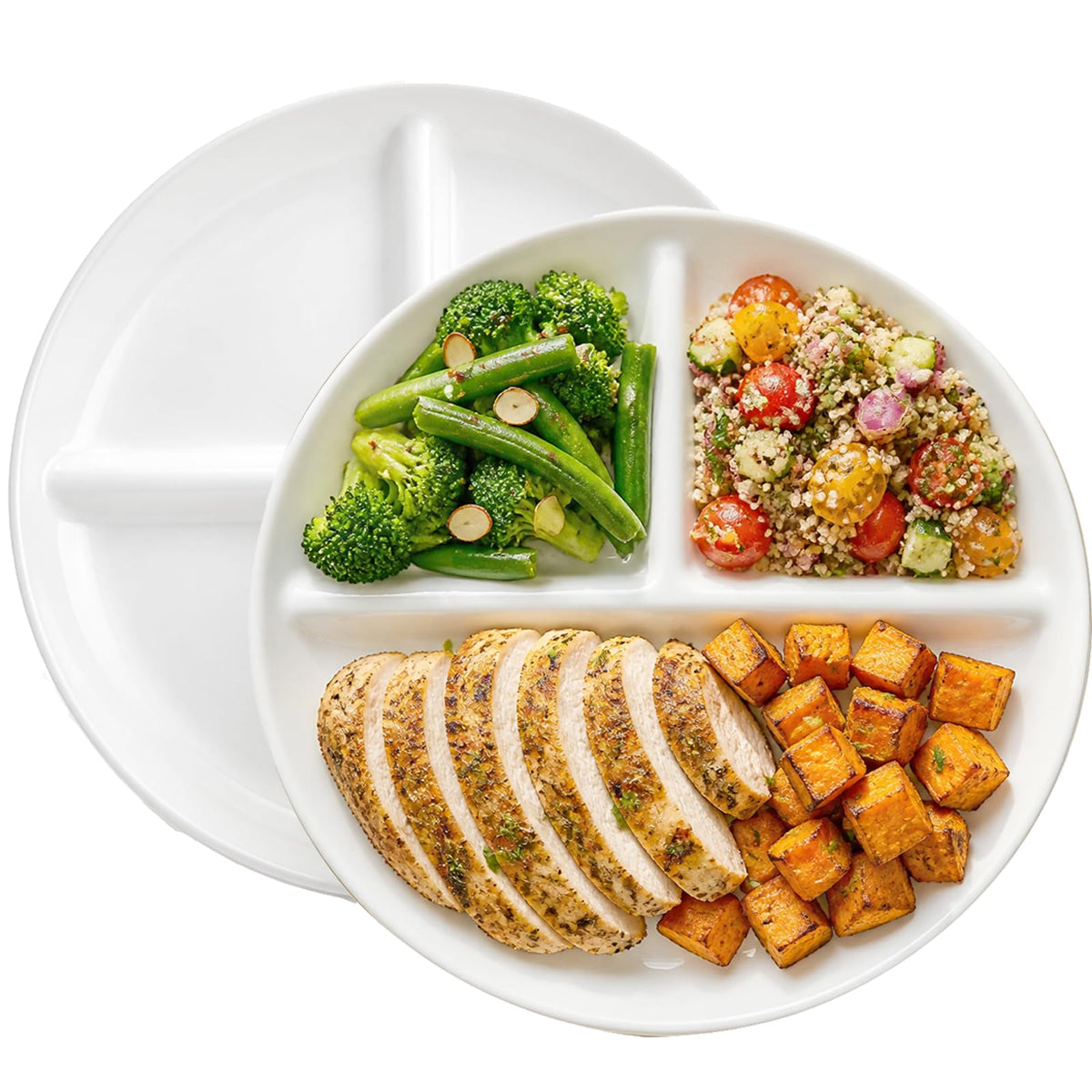 White Dinner Plates Set of 2, Ceramic Dining Plates 10 inch, Large Salad Plate, Porcelain Kitchen Plate for Pizza, Steak, Microwave and Dishwasher Safe