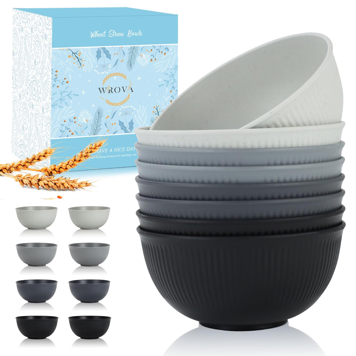Wrova Wheat Straw Cereal Bowls Set, Soup Bowls Microwave Safe for Kid 26 OZ