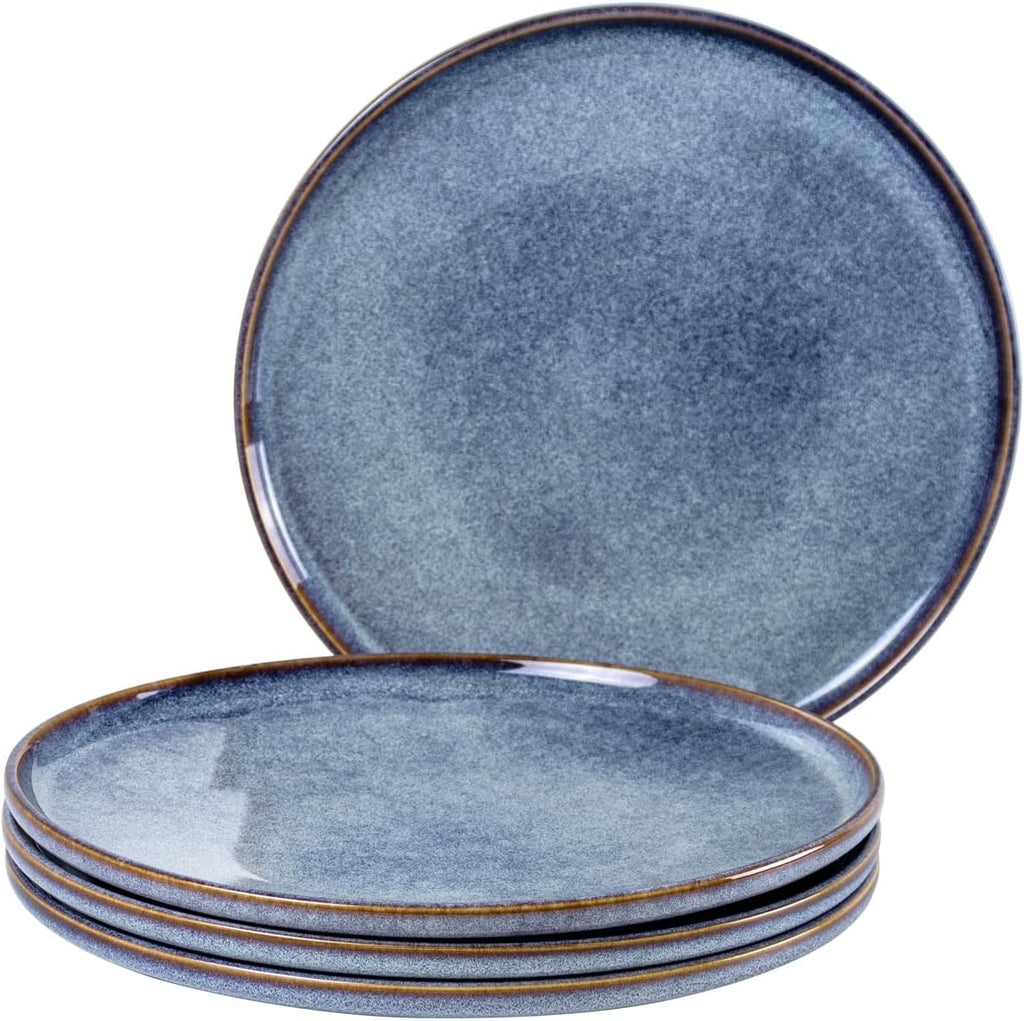 UNICASA 11 Inch Ceramic Dinner Plates Set of 4 – Large Blue Plates for Dinner, Salad, Dessert & Pasta, Durable Serving Dishes, Microwave & Dishwasher Safe