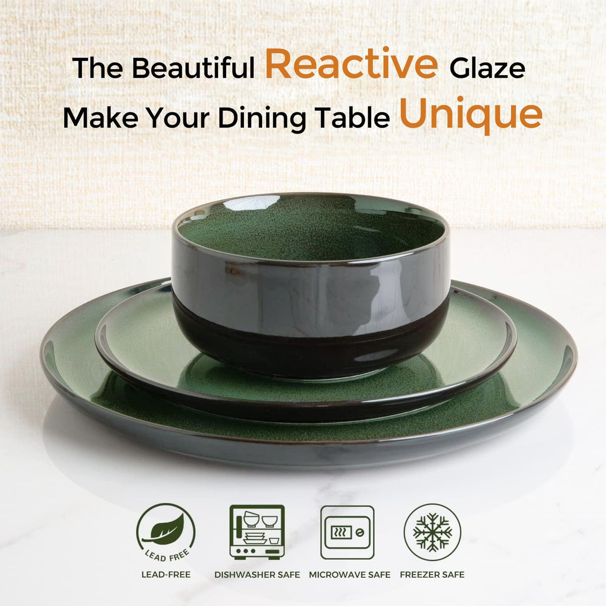 LERATIO Ceramic Plate Set of 6,8.5 Inch Reactive Glaze Salad Plates