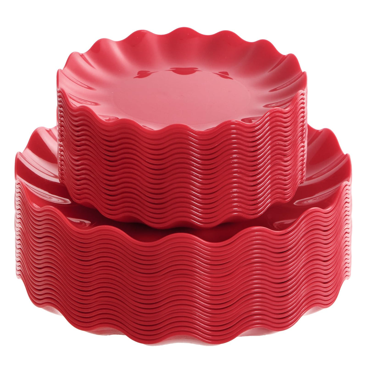 LIYH 24 Pcs Pink Plastic Plates for Party, Reusable, Scalloped, 12 Guests