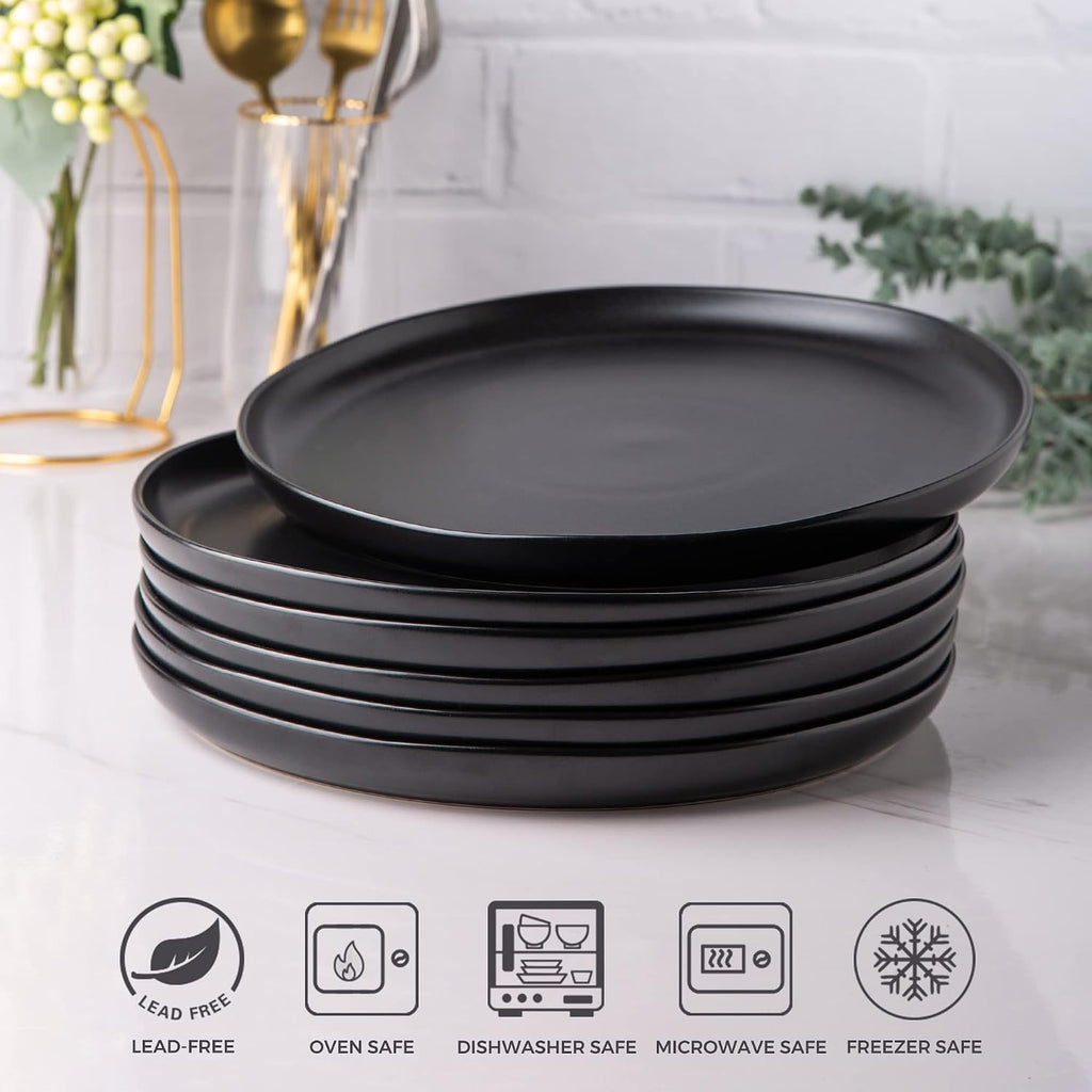 AmorArc Ceramic Dinner Plates Set of 6, 10.25 Inch Stoneware Dishes Set