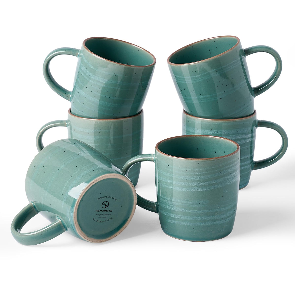 famiware Milkyway Coffee Mugs of 4, 13 oz Mug Set, Ceramic Cup with Handle