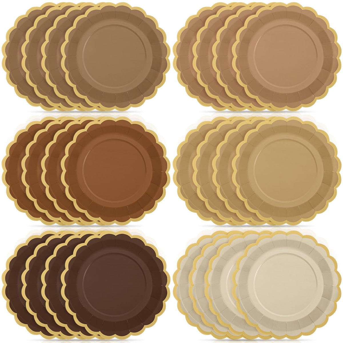 48 Pcs Fall Paper Plates 9 Inch Scalloped Paper Plates