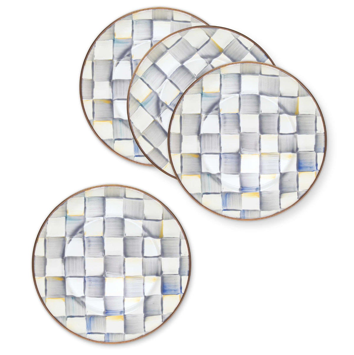 MACKENZIE-CHILDS Appetizer Plate Set, Brown-and-White Mocha Check