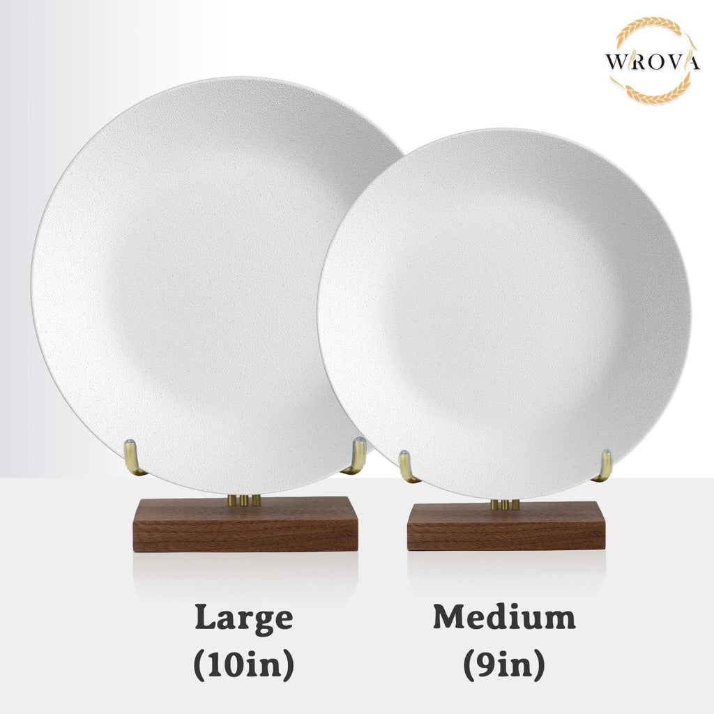 Wrova White Plastic Plates 10 Inch, Reusable Wheat Straw Plates Set of 8