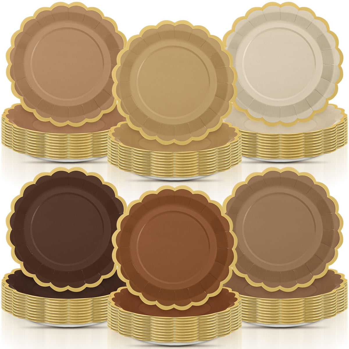 48 Pcs Fall Paper Plates 9 Inch Scalloped Paper Plates