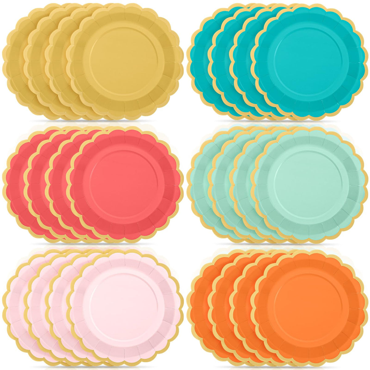 48 Pcs Fall Paper Plates 9 Inch Scalloped Paper Plates