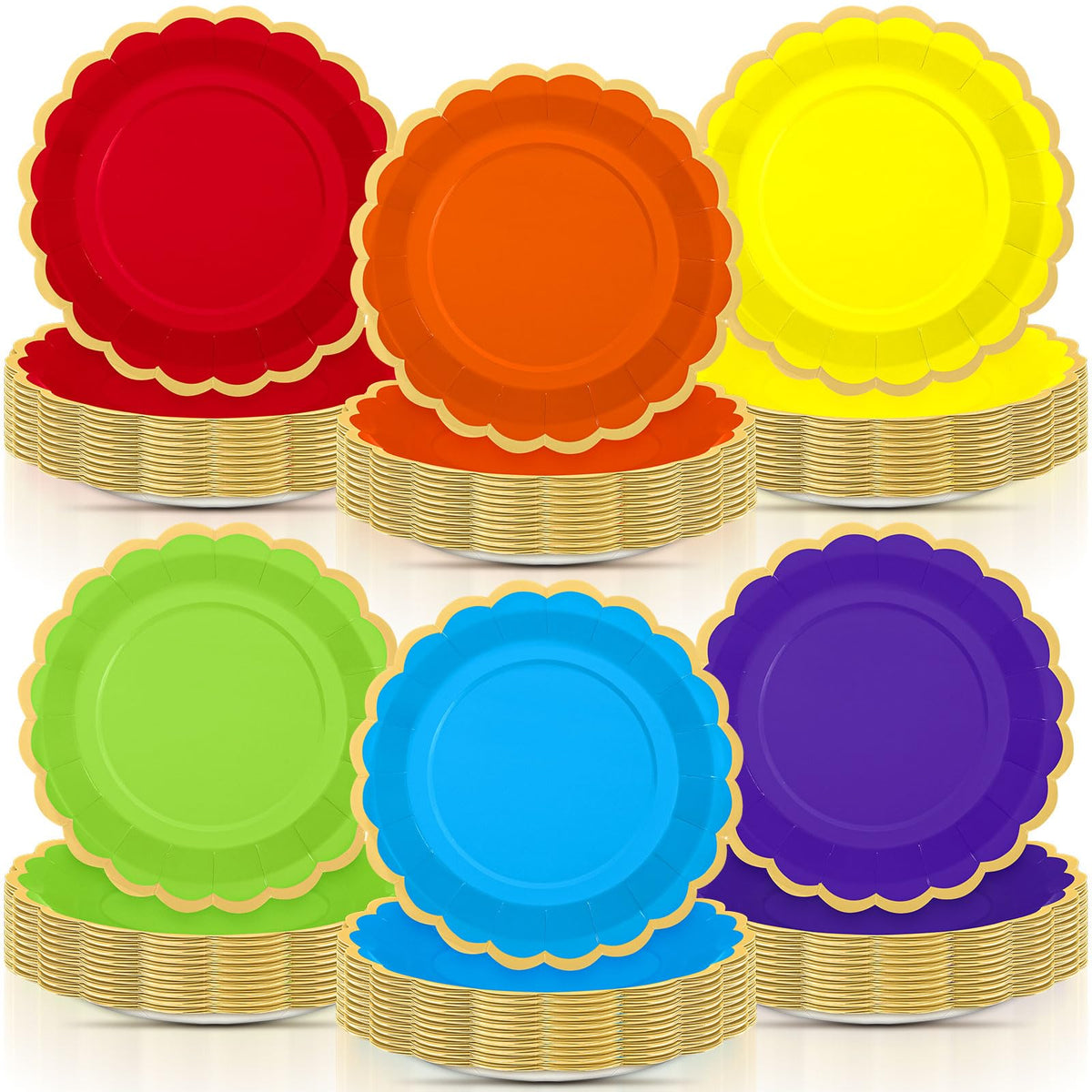 48 Pcs Fall Paper Plates 9 Inch Scalloped Paper Plates