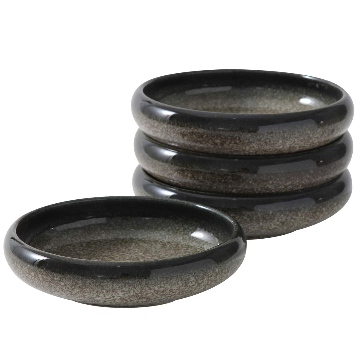 Uaral Salad Plate Appetizer Plate Stoneware Serving Dishes,Japanese Dish Set of 4,5.5 inch 14 oz (Emerald Green)