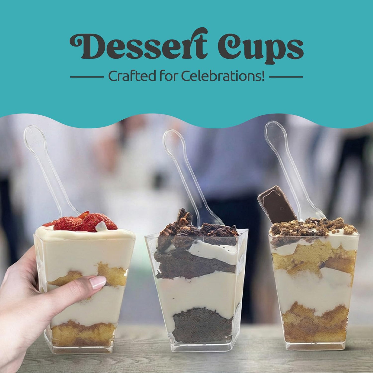100 Pack 5 oz Dessert Cups with Lids and Spoons, Plastic Parfait
