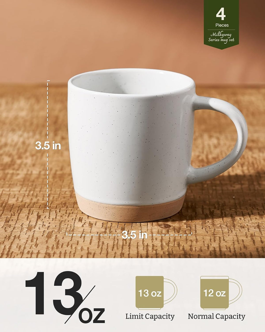 famiware Milkyway Coffee Mugs of 4, 13 oz Mug Set, Ceramic Cup with Handle