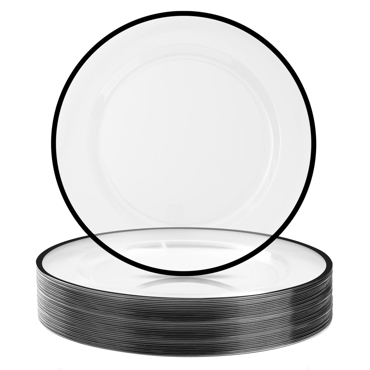 BESTSTAR 50 Pack 12 Inch Clear Charger Plates with Gold Rim