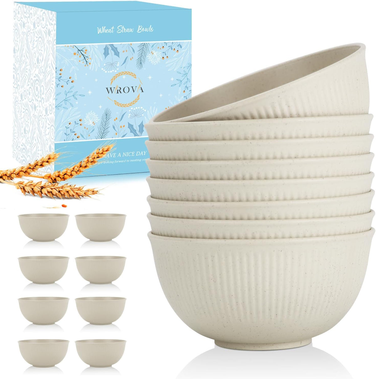 Wrova Wheat Straw Cereal Bowls Set, Soup Bowls Microwave Safe for Kid 26 OZ