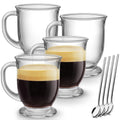 Mfacoy Glass Coffee Mugs Set of 4, 15 Oz With Handles for Hot Beverages