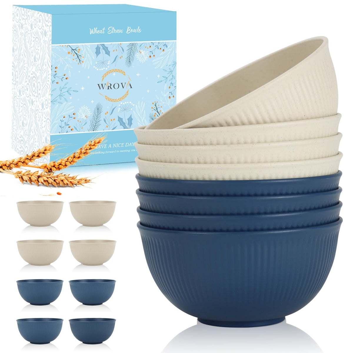 Wrova Wheat Straw Cereal Bowls Set, Soup Bowls Microwave Safe for Kid 26 OZ