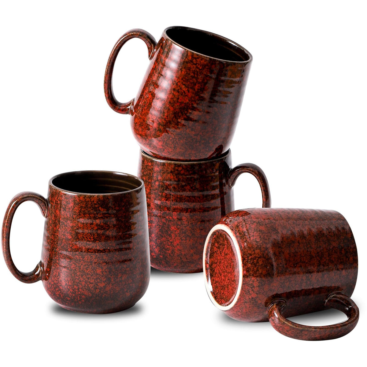 HASENSE Coffee Mugs, 15 Ounce Ceramic Coffee Mug Set of 6, Reactive Glaze Tea Cups with Handle for Milk, Hot Cocos, Latte, Stylish Blue Cup Gift for Man and Women, Dishwasher and Microwave Safe