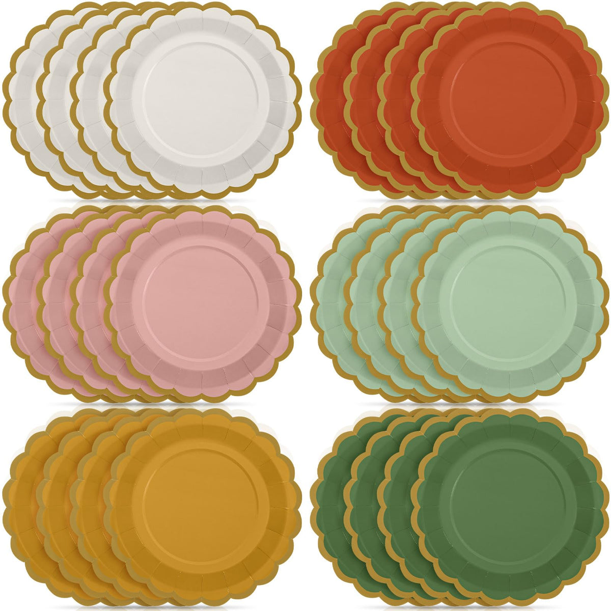 48 Pcs Fall Paper Plates 9 Inch Scalloped Paper Plates