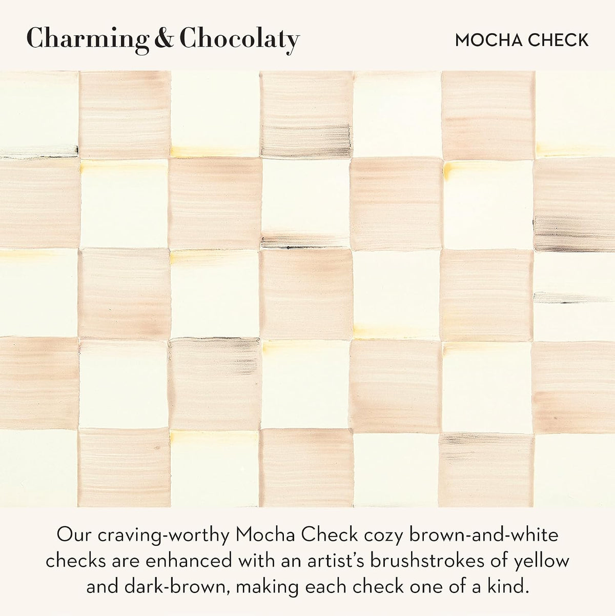 MACKENZIE-CHILDS Appetizer Plate Set, Brown-and-White Mocha Check