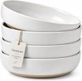 Gencywe 8.3" Pasta Bowls Set of 4, 34 oz Ceramic Salad Bowls, White Serving Plate, Wide and Shallow Bowl for for Fruits, Noodle, Dinner, Housewarming Wedding Christmas Dishwasher and Microwave Safe