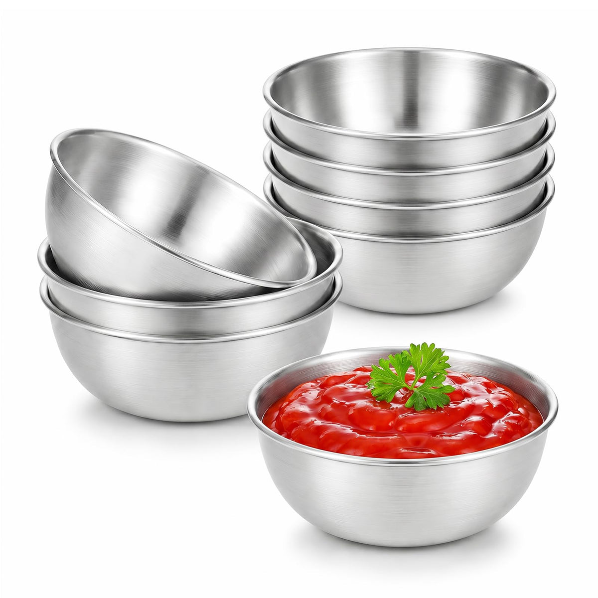 tifanso 8PCS Small Stainless Steel Dipping Bowls for Sauce & Condiments