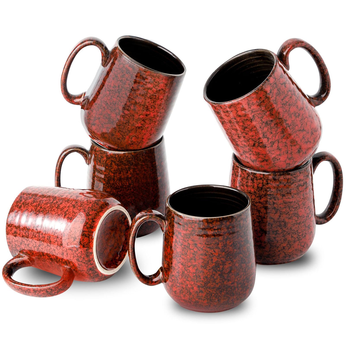 HASENSE Coffee Mugs, 15 Ounce Ceramic Coffee Mug Set of 6, Reactive Glaze Tea Cups with Handle for Milk, Hot Cocos, Latte, Stylish Blue Cup Gift for Man and Women, Dishwasher and Microwave Safe