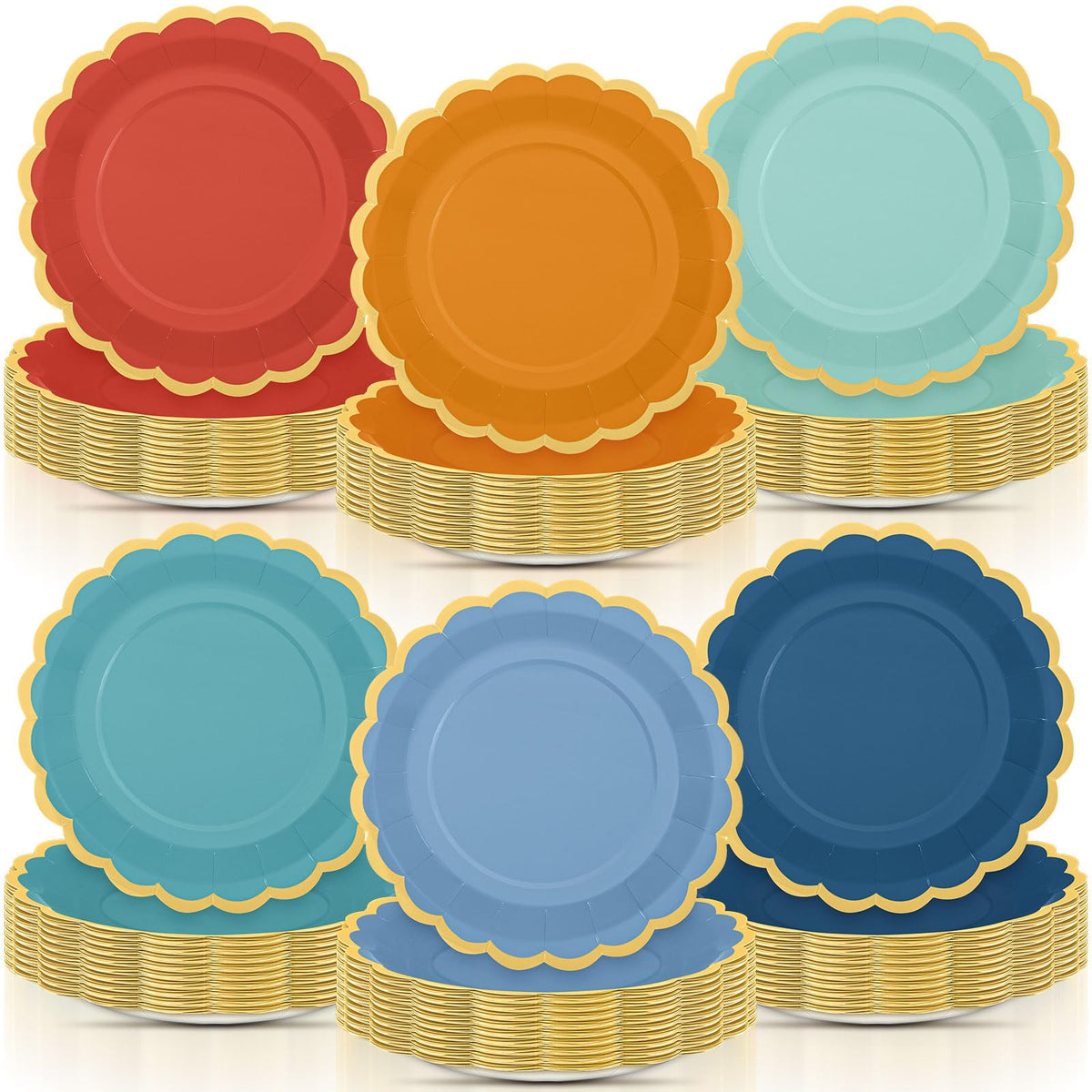 48 Pcs Fall Paper Plates 9 Inch Scalloped Paper Plates