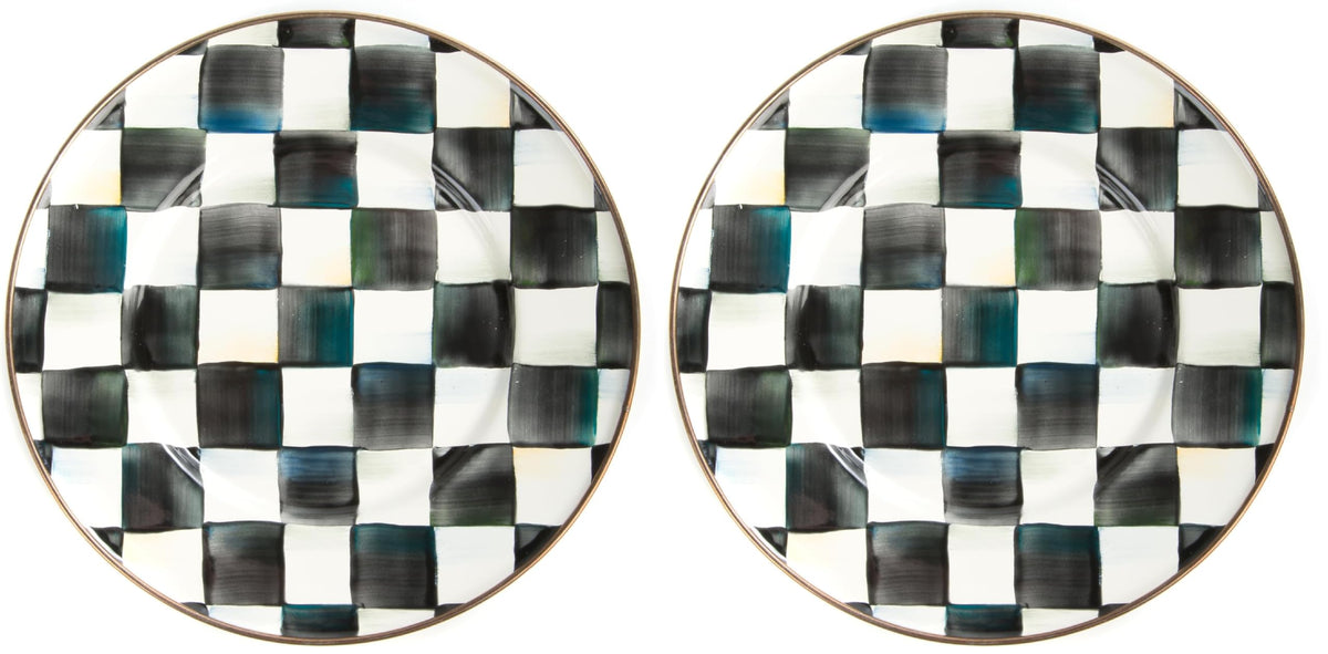 MACKENZIE-CHILDS Appetizer Plate Set, Brown-and-White Mocha Check