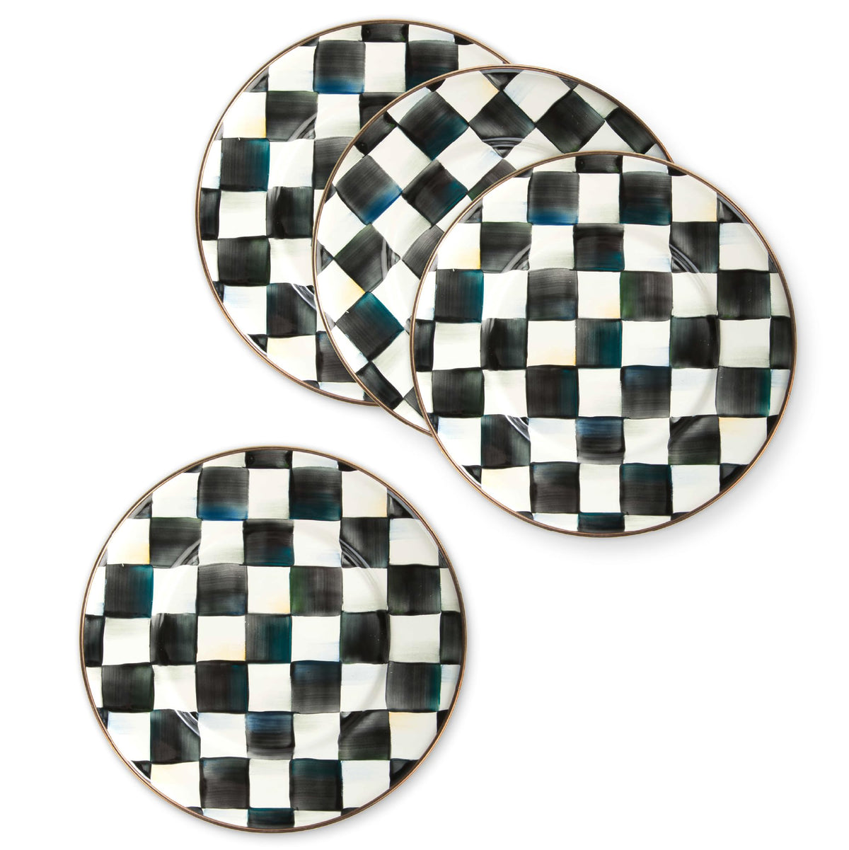 MACKENZIE-CHILDS Appetizer Plate Set, Brown-and-White Mocha Check