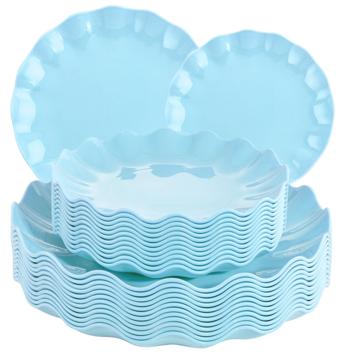 LIYH 24 Pcs Pink Plastic Plates for Party, Reusable, Scalloped, 12 Guests