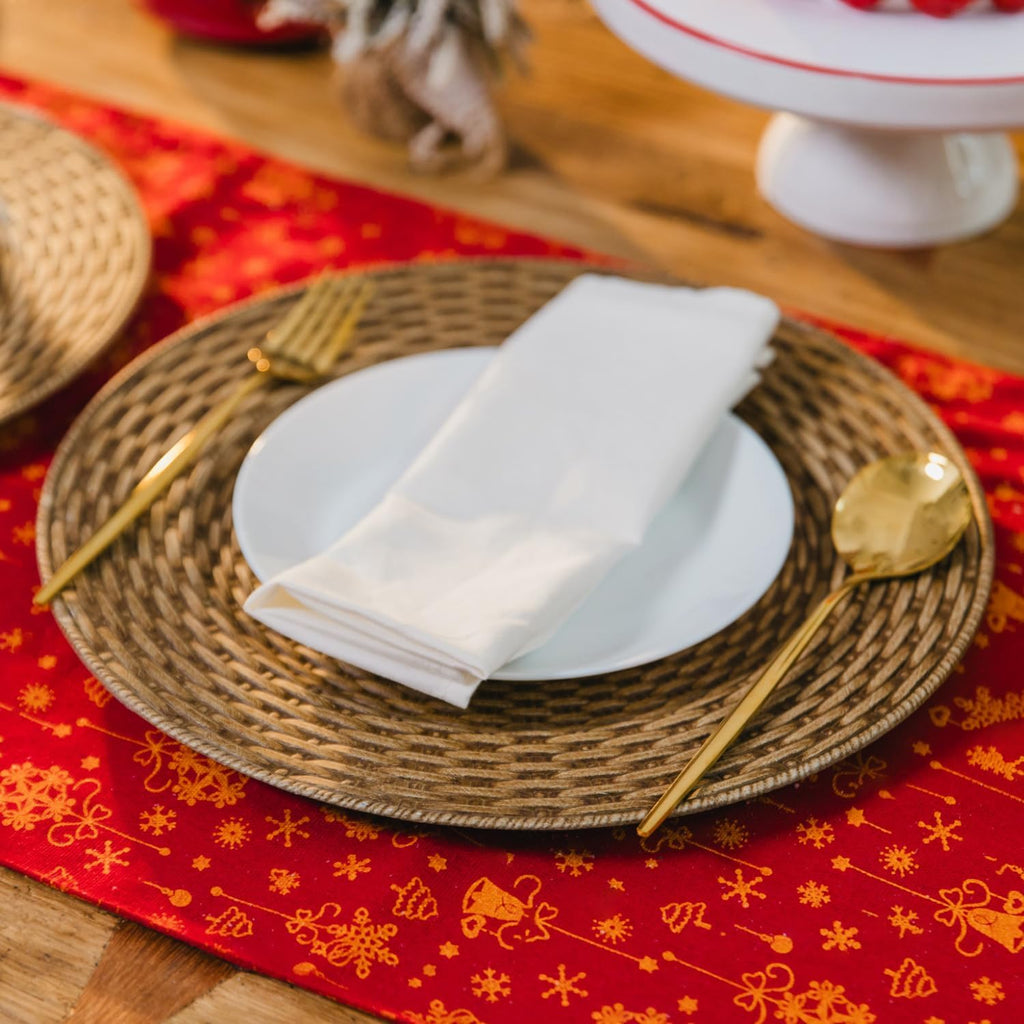 13in Charger Plates Set of 12- Faux Rattan Chargers for Dinner Plates- Brown Round Plastic Plate Charger- Farmhouse Rustic Table Charger for Wedding, Party,Halloween, Thanksgiving, Christmas