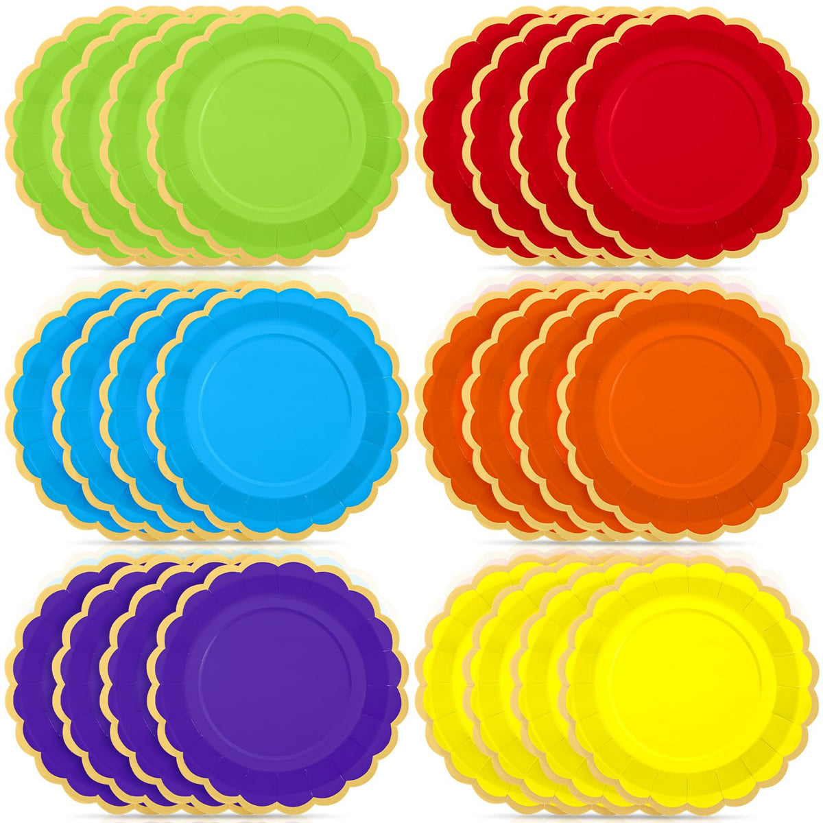 48 Pcs Fall Paper Plates 9 Inch Scalloped Paper Plates
