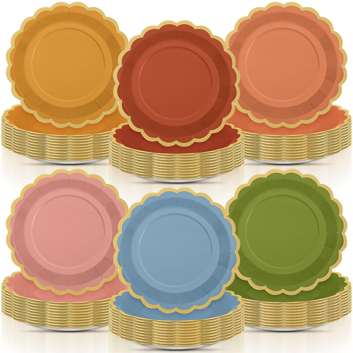 48 Pcs Fall Paper Plates 9 Inch Scalloped Paper Plates