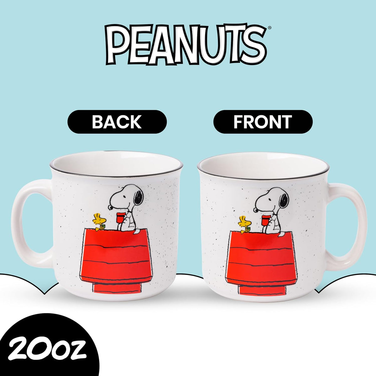 Silver Buffalo Peanuts Snoopy and Woodstock, Ceramic Camper Mug, 20oz