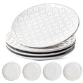 LE TAUCI Ceramic Dinner Plates Set of 4, 10 Inch Large White Plate Set for Kitchen, Microwave & Dishwasher Safe Dinnerware Sets, Scratch Resistant Serving Plates for Steak, Pasta - Embossed, White