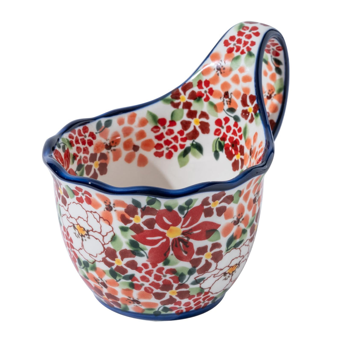 ALMA 18oz Microwavable Soup Bowl with Loop Handle, Handpainted Decorative Mug Big Handle, Ceramic Soup bowl for Mother, Cereal Bowl Great for Fruits, Chili, Stew, Ice cream