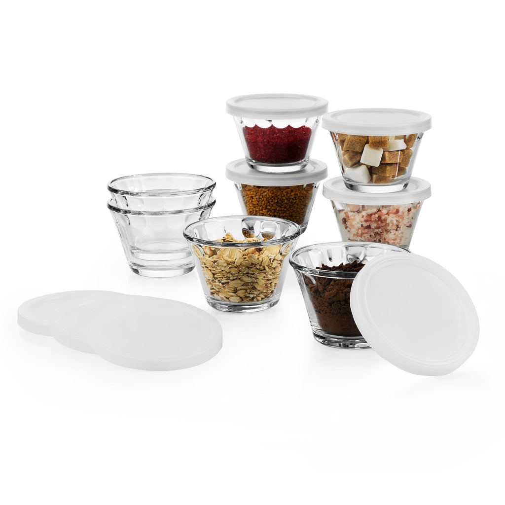 Libbey Small Glass Bowls with Lids Set of 8, Food Storage Prep Containers