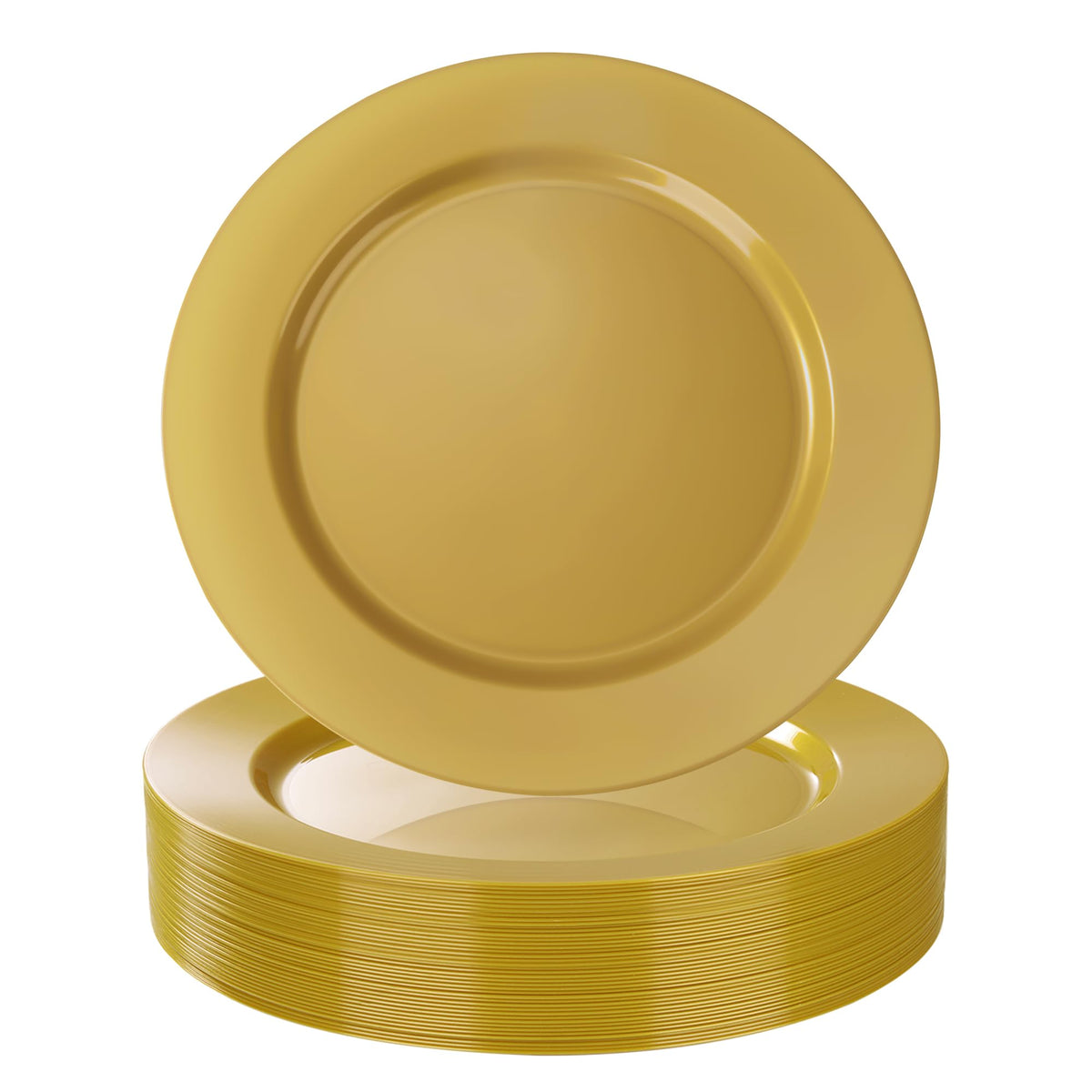 BESTSTAR 50 Pack 12 Inch Clear Charger Plates with Gold Rim