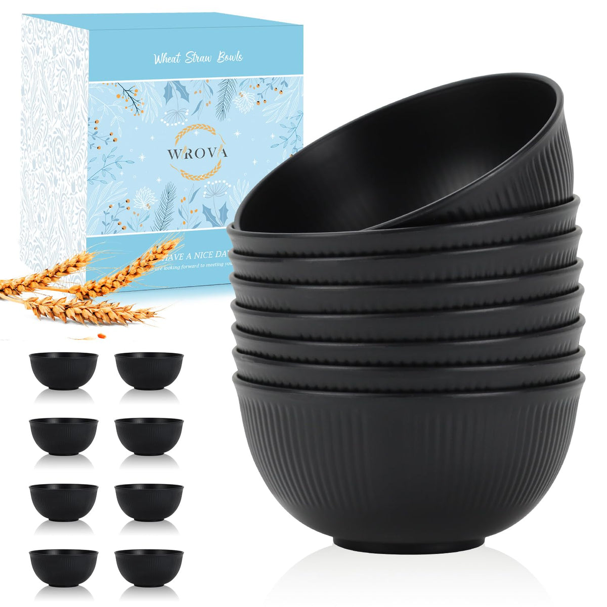 Wrova Wheat Straw Cereal Bowls Set, Soup Bowls Microwave Safe for Kid 26 OZ