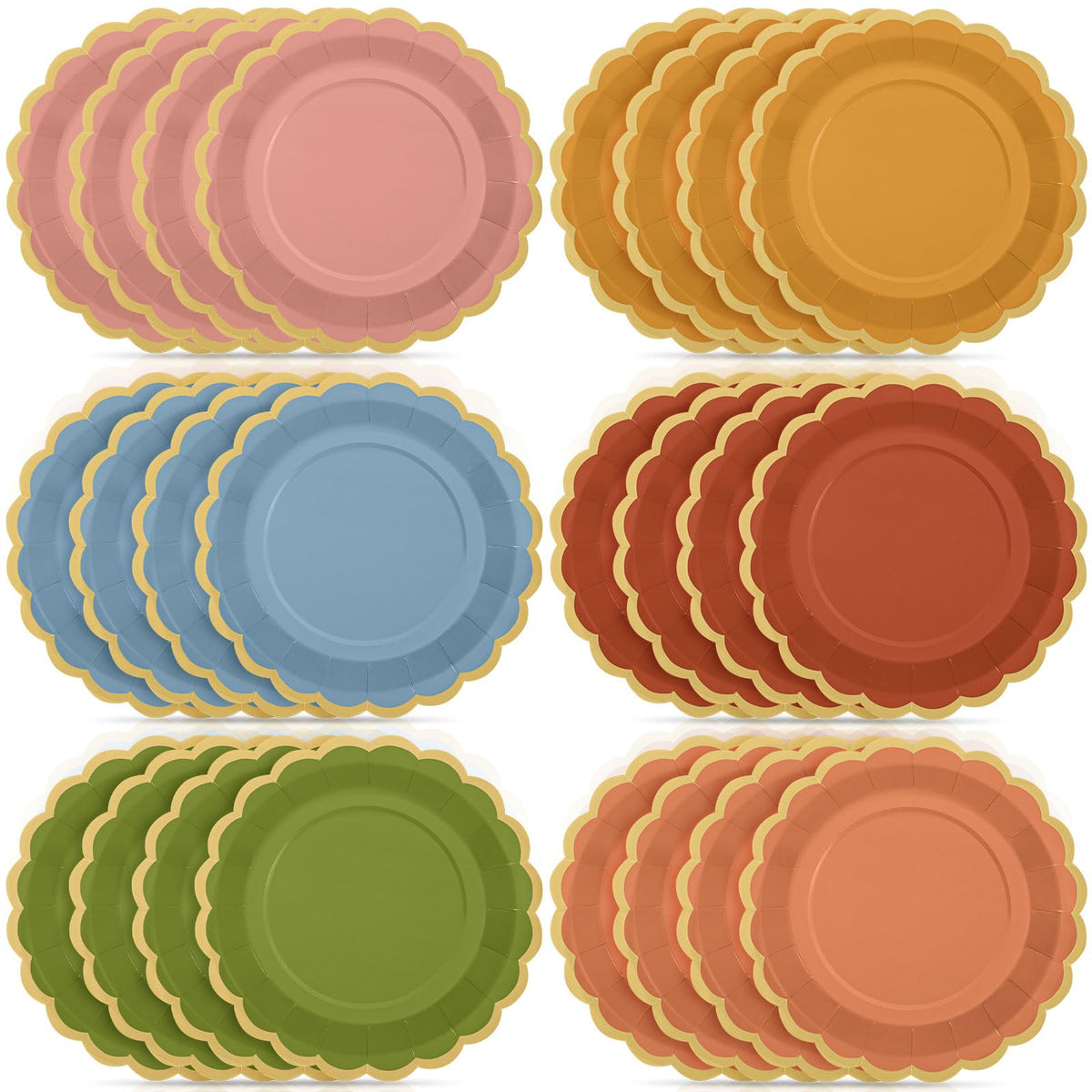 48 Pcs Fall Paper Plates 9 Inch Scalloped Paper Plates
