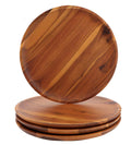 AIDEA Acacia Wood Dinner Plates, 11Inch Round Wood Plates Set of 4, Easy Cleaning & Lightweight for Dishes Snack, Dessert, Unbreakable Classic Plate