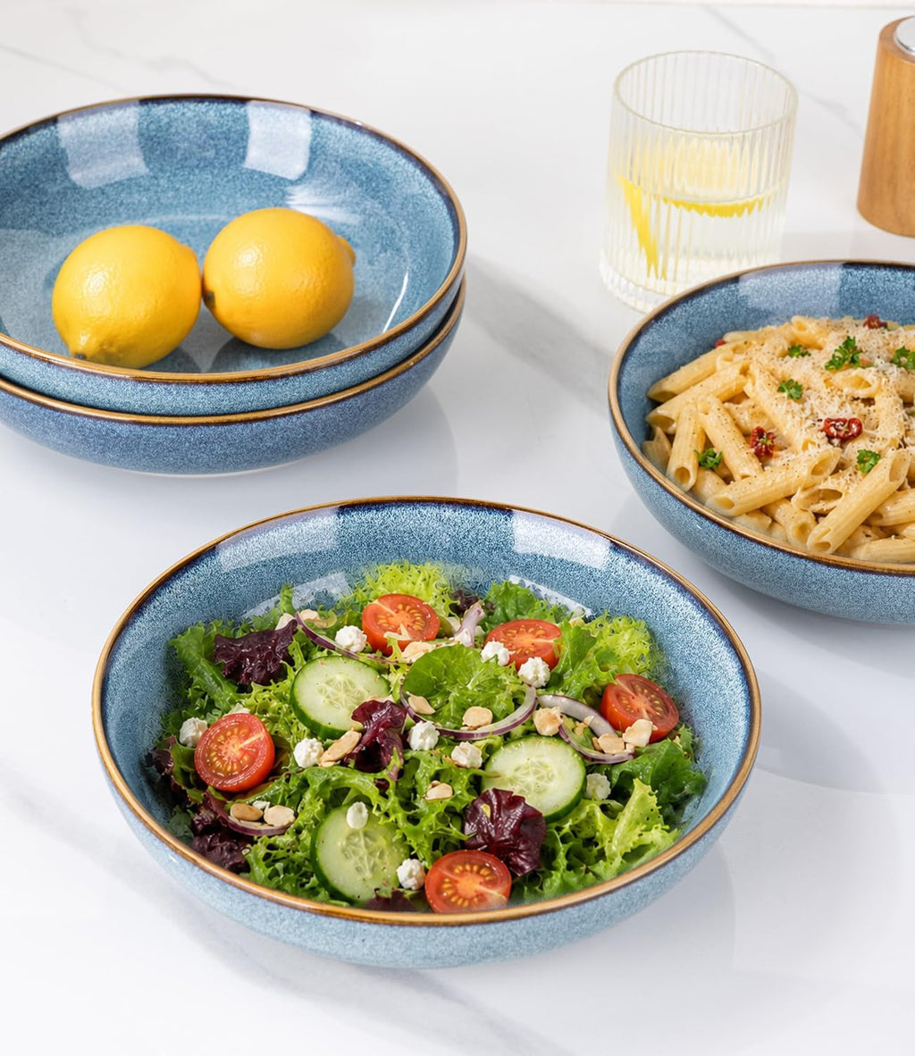 AmorArc 8.5’’ Ceramic Pasta Bowls Set of 4, 36oz Large Stoneware Bowls Set