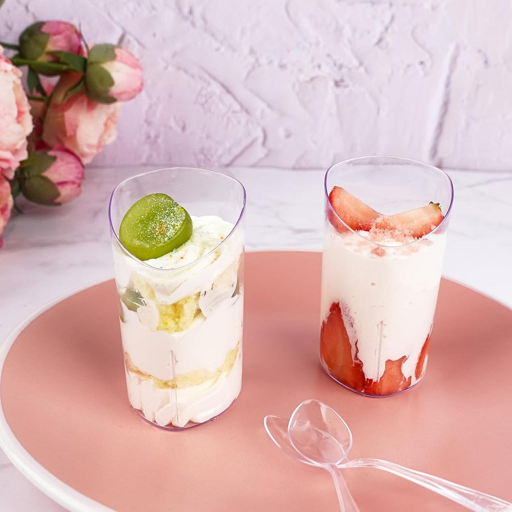 3 oz Plastic Dessert Cups with Spoons, 50 Pack