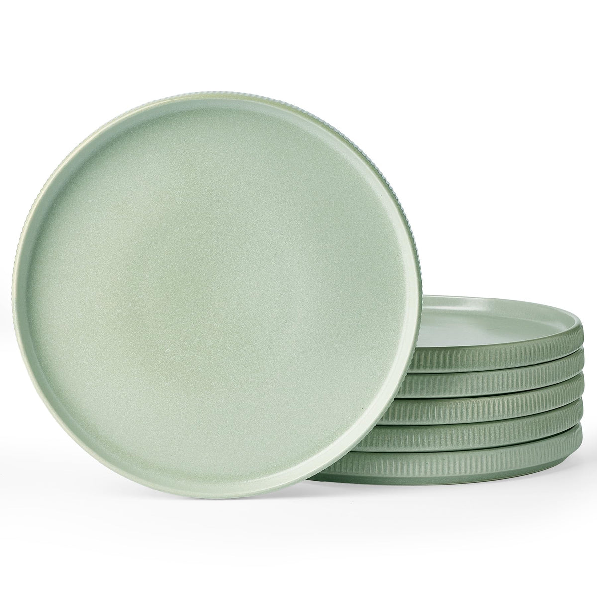 famiware Star 10/8 inches Dinner Plates Set for 6, Cappuccino White