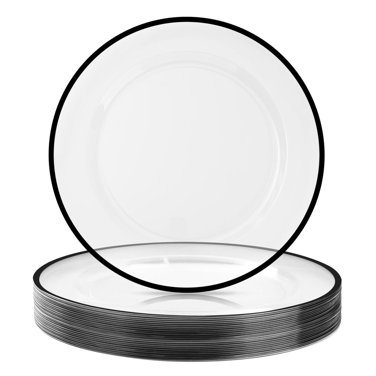 BESTSTAR 50 Pack 12 Inch Clear Charger Plates with Gold Rim