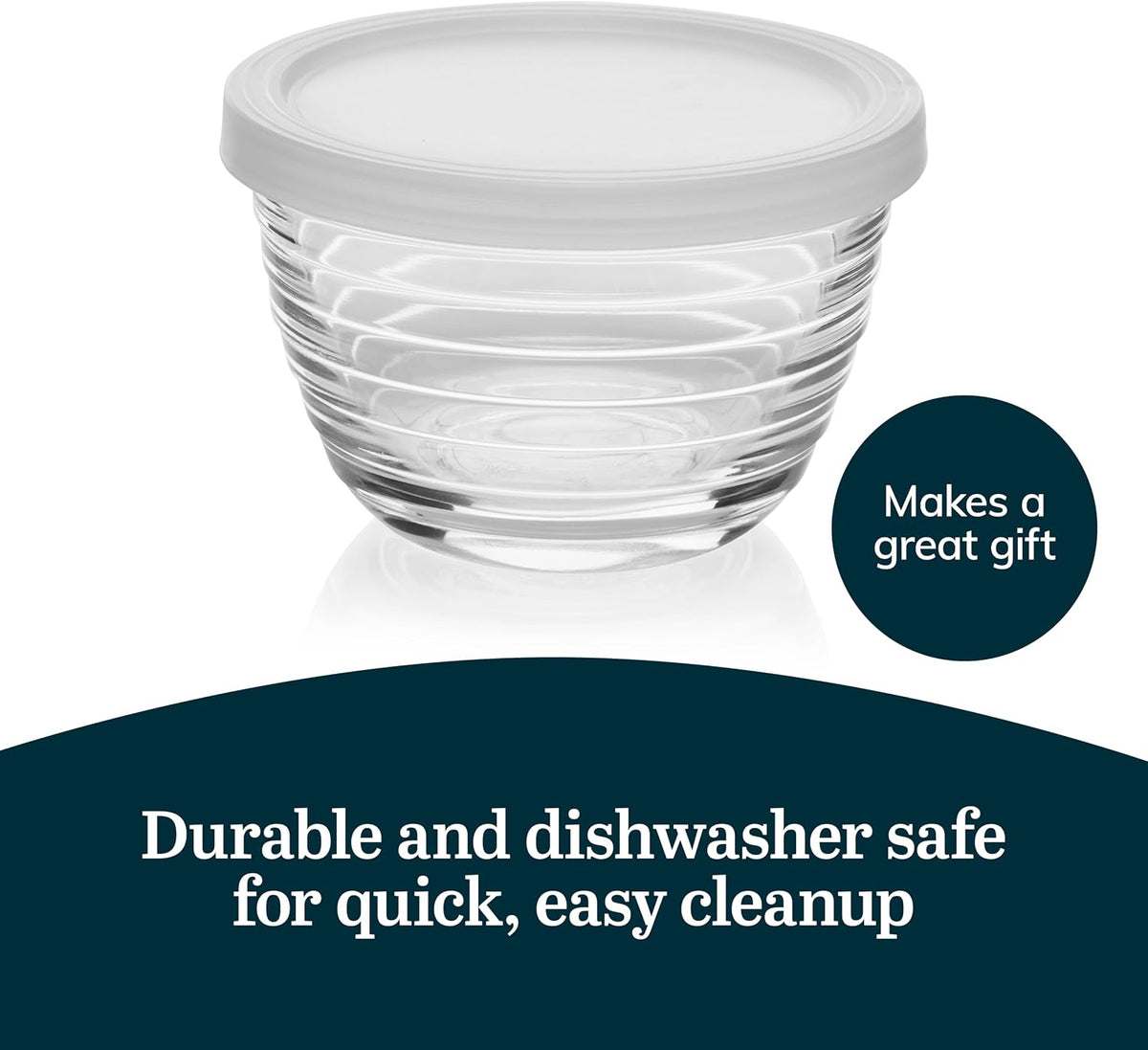 Libbey Small Glass Bowls with Lids Set of 8, Food Storage Prep Containers
