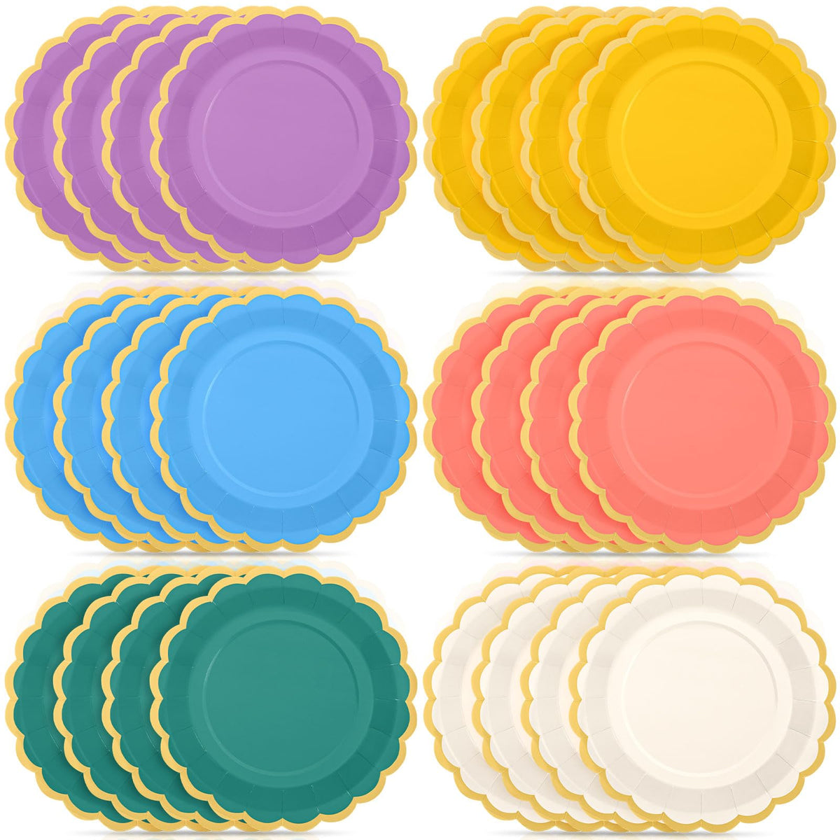 48 Pcs Fall Paper Plates 9 Inch Scalloped Paper Plates